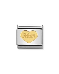 Nomination Composable Gold 18K Serce z napisem Mum (Mama) 030162/38