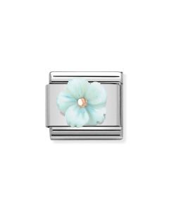 Composable Rose Gold Błękitny kwiat masa perłowa 430510/04