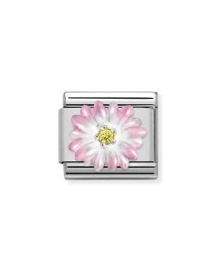 Composable Silver Różowy kwiat z żółtą cyrkonią 330321/05