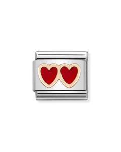 Composable Rose Gold Podwójne czerwone serca 430202/13