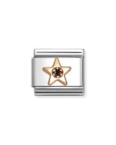 Nomination Composable Rose Gold 9K Gwiazda z czarną cyrkonią 430305/38