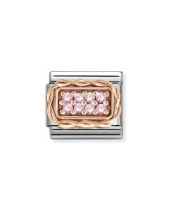 Nomination Composable Rose Gold 9K Pave z różowymi cyrkoniami i warkoczem 430318/06