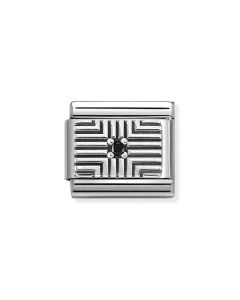 Nomination Composable Silver Linie z czarną cyrkonią 330310/08