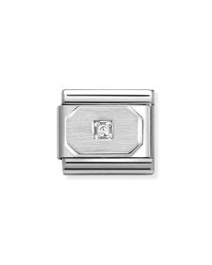 Nomination Composable Silver Prostokąt z białą cyrkonią 330311/17