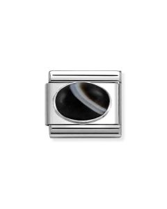 Nomination Composable Silver Matowy czarny onyks pasiasty 330510/47