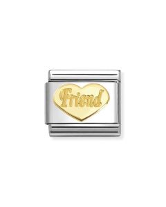 Nomination Composable Gold 18K serce z napisem friend (przyjaciel) 030162/76