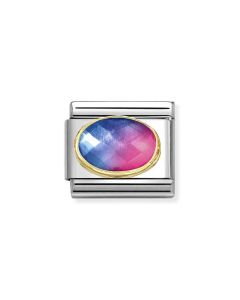 Nomination Composable Gold 18K Kryształ gradientowany niebieski - fuksjowy 030612/036