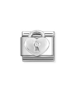 Nomination Composable Silver Kłódka serce z cyrkonią 330311/19