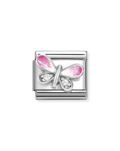 Nomination Composable Silver Różowy motyl z białymi cyrkoniami 330321/09