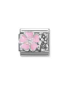 Nomination Composable Silver Kwiaty z różową emalią i cyrkonią 330325/02