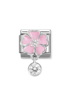 Nomination Composable Silver Różowy kwiat z cyrkonią 331814/03