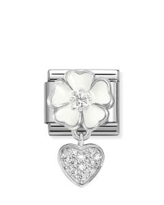 Nomination Composable Silver Biały kwiat z sercem 331814/04