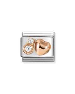 Nomination Composable Rose Gold 9K Serce z białymi cyrkoniami 430305/51