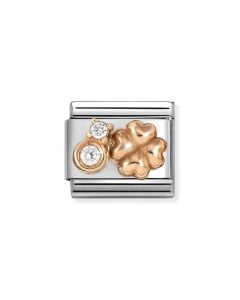 Nomination Composable Rose Gold 9K koniczyna z białymi cyrkoniami 430305/52