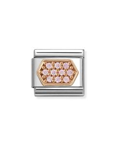 Nomination Composable Rose Gold 9K Sześciokąt z różowymi cyrkoniami pavé 430312/04