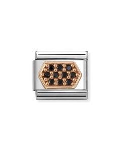 Nomination Composable Rose Gold 9K Sześciokąt z czarnymi cyrkoniami pavé 430312/05