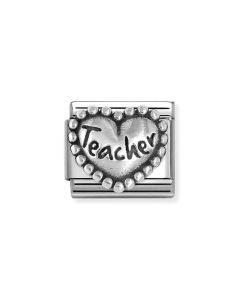Nomination Composable Silver serce z napisem teacher - nauczyciel 330101/89