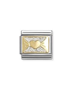 Nomination Composable Gold 18K brokatowa kokardka z sercem 030224/11