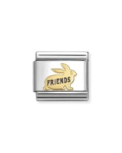 Nomination Composable Gold 18K królik z napisem przyjaciele 030285/73