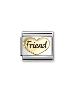 Nomination Composable Gold 18K serce z napisem "Friend" - Przyjaciel 030285/84