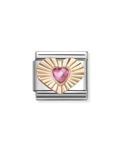 Nomination Composable Rose Gold 9K diamentowe serce z różową cyrkonią 430610/003