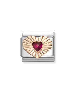 Nomination Composable Rose Gold 9K diamentowe serce z czerwoną cyrkonią 430610/005