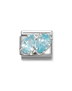 Nomination Composable Silver dwie jasnoniebieskie cyrkonie 330329/16