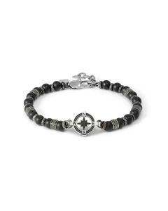 Bransoletka Nomination Italy Manvision Stones róża wiatrów, czarny agat 133016/060