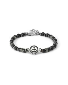Bransoletka Nomination Italy Manvision Stones kotwica, czarny agat 133016/063