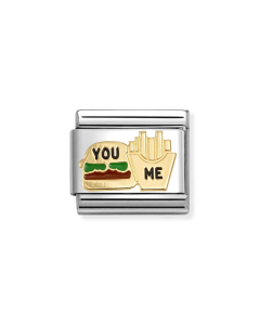 Nomination Composable Gold 18K hamburger i frytki z napisem ja i ty 030285/89