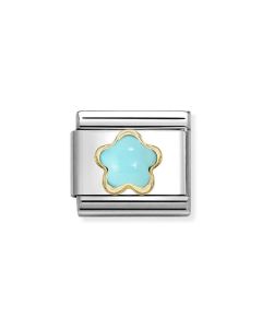 Nomination Composable Gold 18K kwiatek z turkusem 030522/06