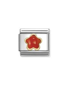 Nomination Composable Gold 18K kwiatek z czerwonym koralem 030522/11