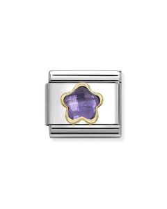 Nomination Composable Gold 18K kwiatek z fioletową cyrkonią 030615/001