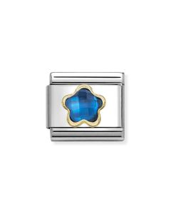 Nomination Composable Gold 18K kwiatek z niebieską cyrkonią 030615/007