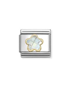 Nomination Composable Gold 18K kwiatek z białą cyrkonią 030615/010