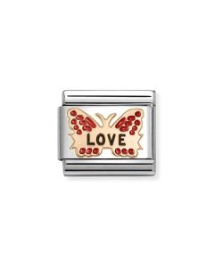 Nomination Composable Rose Gold 9K czerwony motyl z napisem 'miłość' 430202/47