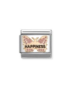 Nomination Composable Rose Gold 9K różowy motyl z napisem 'szczęście' 430202/49