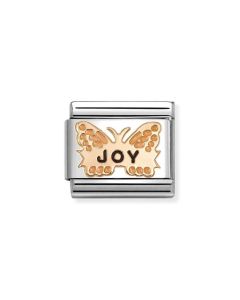 Nomination Composable Rose Gold 9K pomarańczowy motyl z napisem 'radość' 430202/52