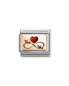 Nomination Composable Rose Gold 9K nieskończoność z czerwonym sercem 430204/08