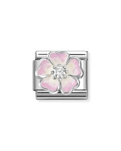 Nomination Composable Silver kwiatek cieniowany z różową emalią 330321/17
