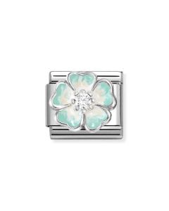 Nomination Composable Silver kwiatek cieniowany z zieloną emalią 330321/18