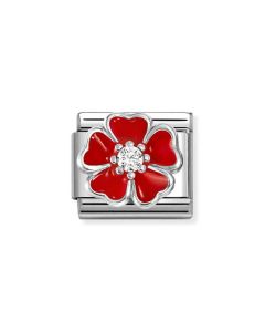 Nomination Composable Silver kwiatek z czerwoną emalią 330321/20