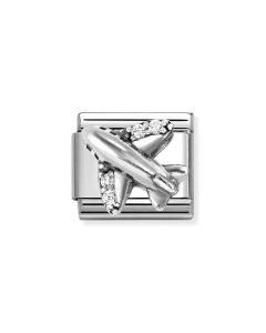 Nomination Composable Silver samolot z białymi cyrkoniami 330327/19