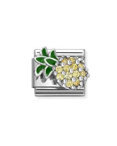 Nomination Composable Silver ananas z zieloną emalią i żółtymi cyrkoniami 330328/21