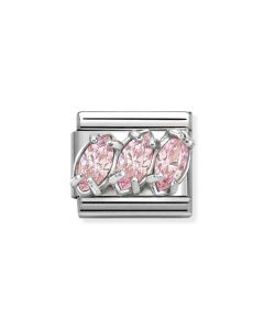 Nomination Composable Silver trzy cyrkonie różowe 330329/21