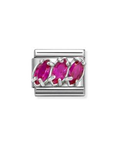 Nomination Composable Silver trzy cyrkonie czerwone 330329/22