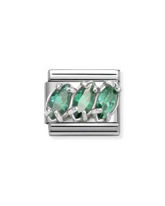 Nomination Composable Silver trzy cyrkonie zielone 330329/23