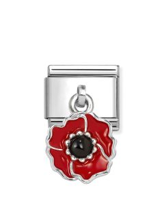 Nomination Composable Silver zawieszka kwiatek - mak z czerwoną emalią 331805/24