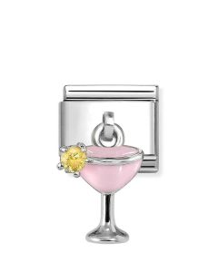 Nomination Composable Silver zawieszka drink z różową emalią i żółtą cyrkonią 331815/18