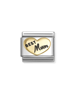 Nomination Composable Gold 18K serce z napisem najlepsza mama 030285/93